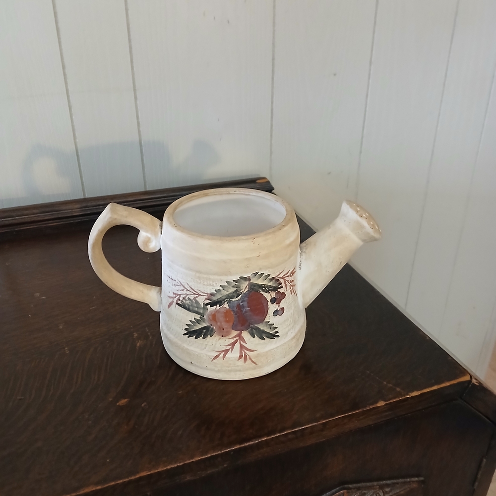 Cream Ceramic Art with Delicate Botanical Motifs